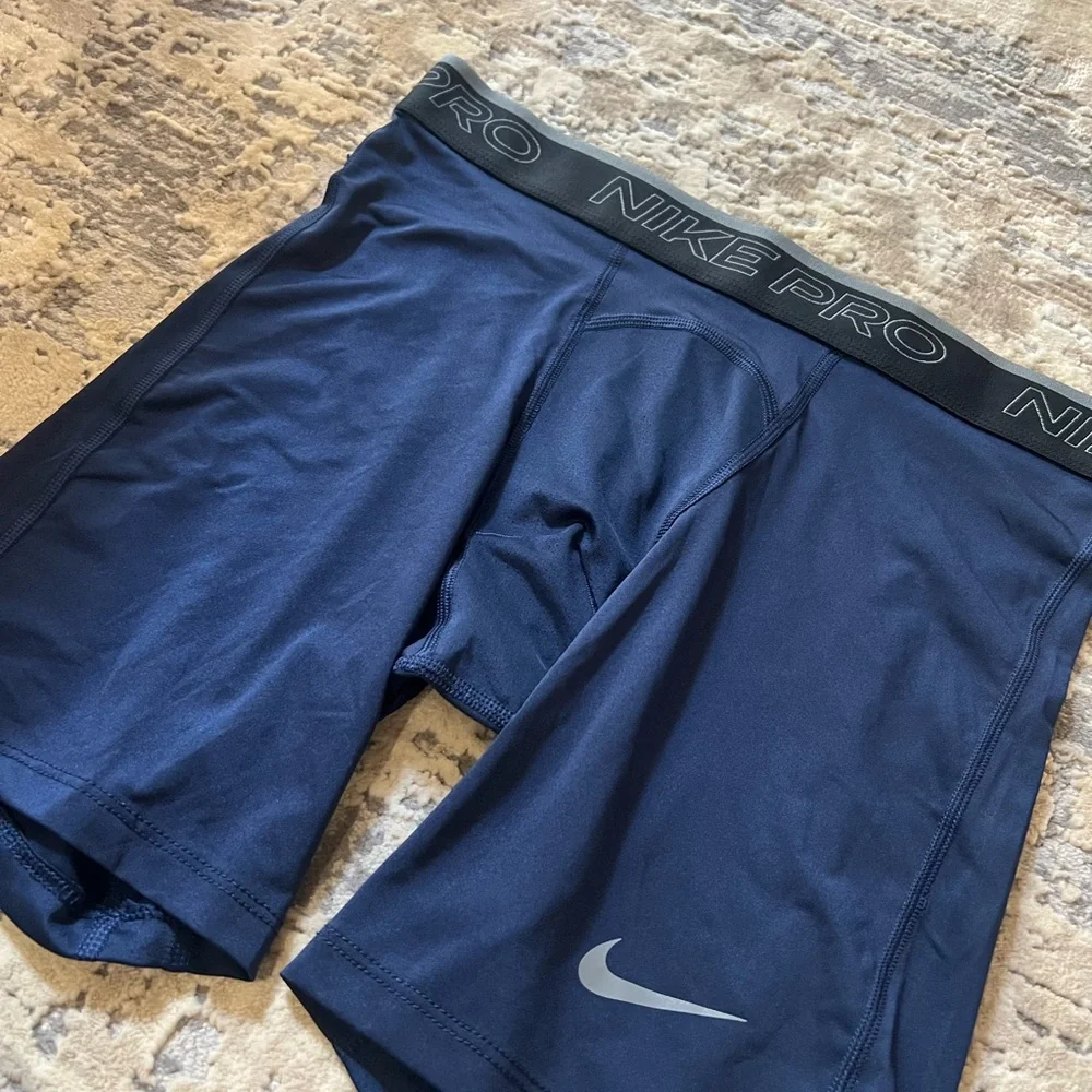 Nike Navy Blue Pro Training Compression Bike Shorts Size Large_3